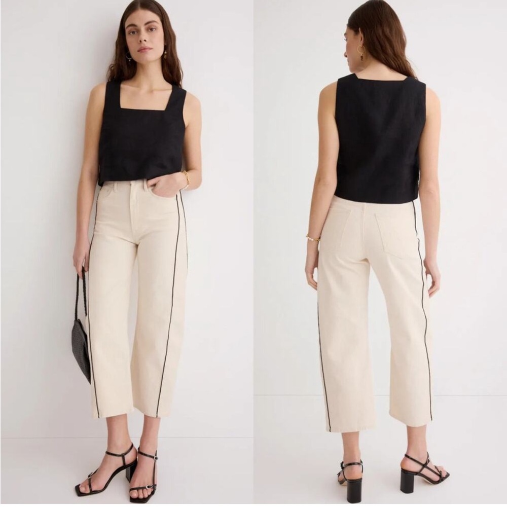 Mother The Half-Piped Ankle Jeans High Rise Curved Leg Act Natural Off-White 28